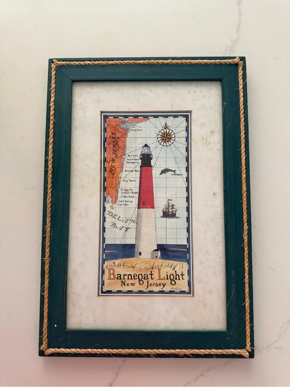 Pier 1 Robert Miller Barnegat Light NJ Lighthouse Framed Nautical Wall Art